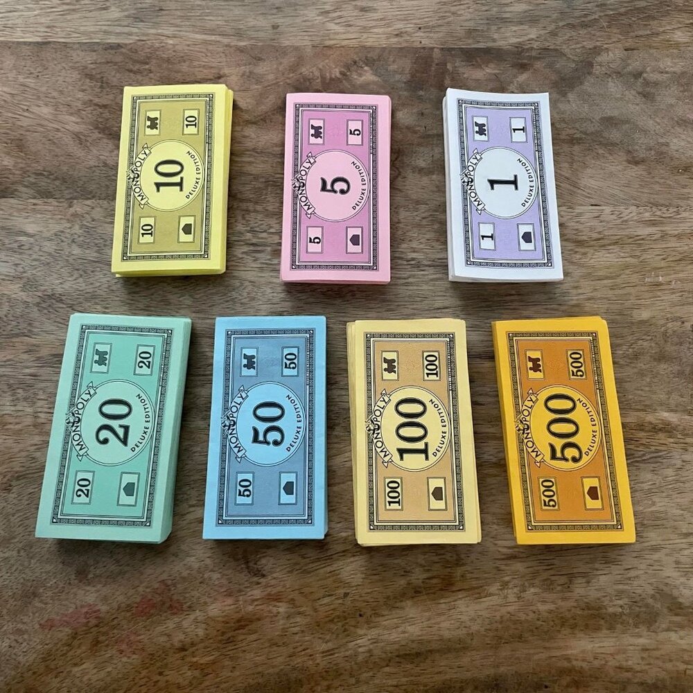 1998 Monopoly Deluxe Edition Replacement Paper Money